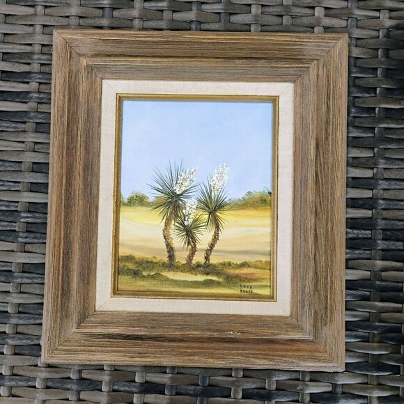 Vintage Framed Desert Landscape Oil Painting signed Anna Neese, 70s Original Art - Picture 9 of 10